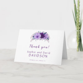 Tarjeta De Agradecimiento Boho Lavender Floral Pluma Purple Gracias