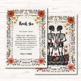 Tarjeta De Agradecimiento Boho Letterpress Style Skeleton Tarot Wedding
