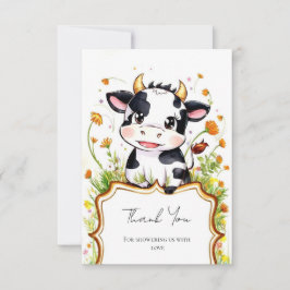 Tarjeta De Agradecimiento Boho Little Colorous Cow Baby Shower
