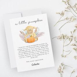 Tarjeta De Agradecimiento Boho Little Lamper Pumpkin Watercolor Baby Shower