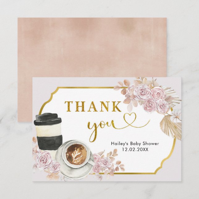 Tarjeta De Agradecimiento Boho Love is Breve Bridal Shower Thank You Card (Anverso / Reverso)