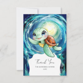 Tarjeta De Agradecimiento Boho Magic Ocean Turtle Baby Shower