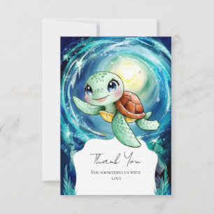 Tarjeta De Agradecimiento Boho Magic Ocean Turtle Baby Shower