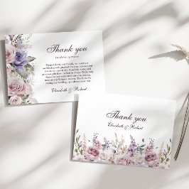 Tarjeta De Agradecimiento Boho Mauve y Lilac Floral Boda