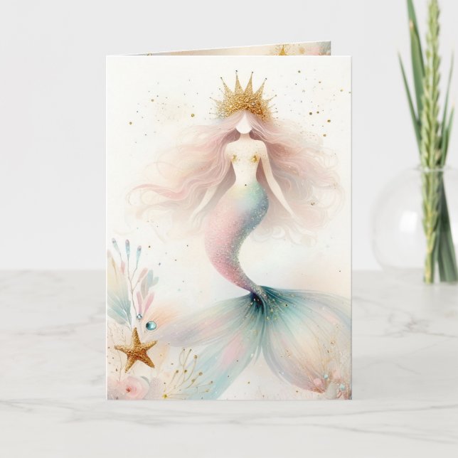 Tarjeta De Agradecimiento Boho Mermaid Princess Card (Anverso)
