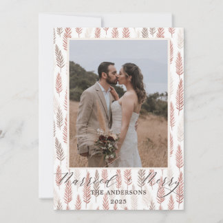 Tarjeta De Agradecimiento Boho Merry and Married Script Wedding Christmas