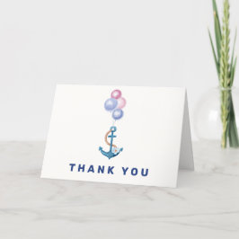 Tarjeta De Agradecimiento Boho Minimal Nautical Anchor Balloon Baby Shower