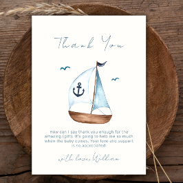 Tarjeta De Agradecimiento Boho Minimalista barco de vela Anchor Baby Shower