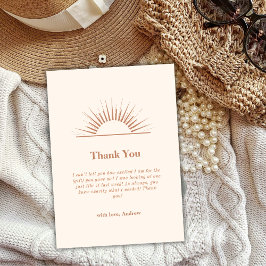 Tarjeta De Agradecimiento Boho Minimalista neutral Sunshine Baby Shower