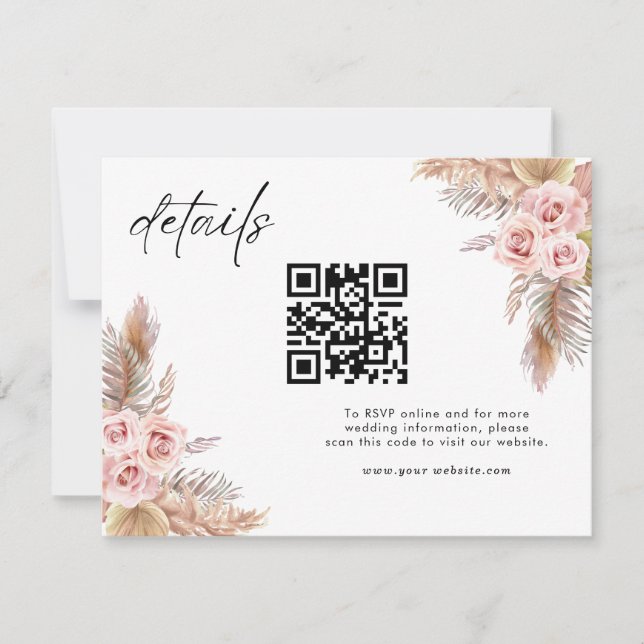 Tarjeta De Agradecimiento Boho mínimo Boda Floral RSVP (Anverso)