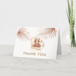 Tarjeta De Agradecimiento Boho Mínimo Teddy Bear Beach Baby Shower