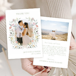 Tarjeta De Agradecimiento Boho Moda Floral Greenery Boda Foto