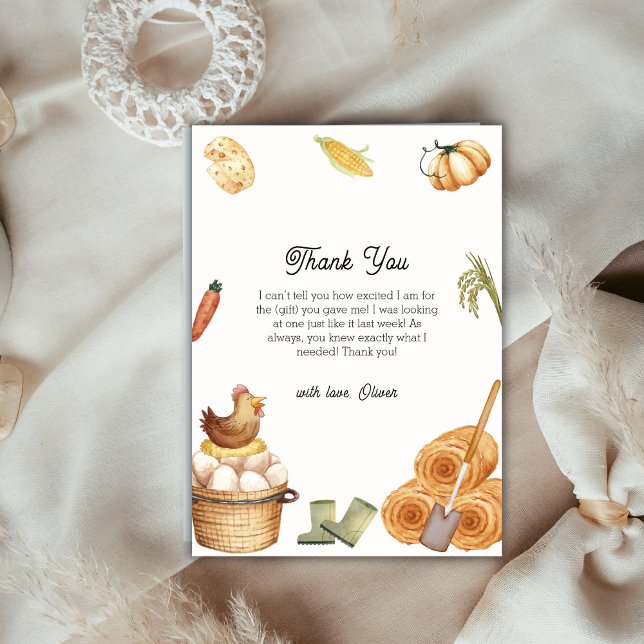 Tarjeta De Agradecimiento Boho Moda Pollo de granja local Baby Shower (Boho Chic Locally Grown Farm Chicken Baby Shower Thank You Card)
