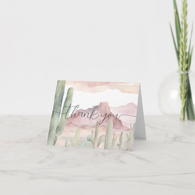 Tarjeta De Agradecimiento Boho Modern Desert Nature Cactus Baby Shower (Anverso)