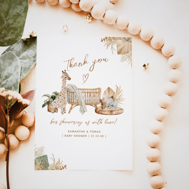 Tarjeta De Agradecimiento Boho Modern Heart Gender Neutral Baby Shower (Subido por el creador)