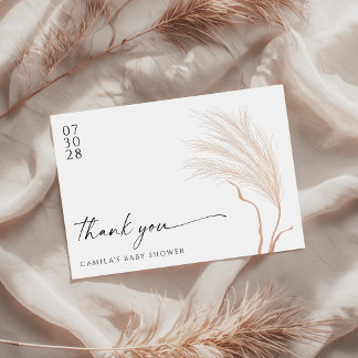 Tarjeta De Agradecimiento Boho Modern Pampas Grass Baby Shower