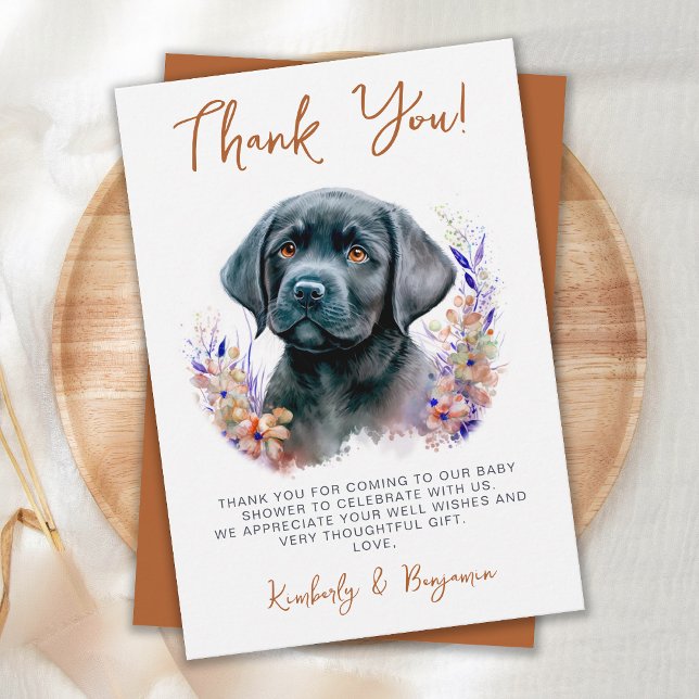 Tarjeta De Agradecimiento Boho Modern Puppy Dog Terracotta Baby Shower (Subido por el creador)
