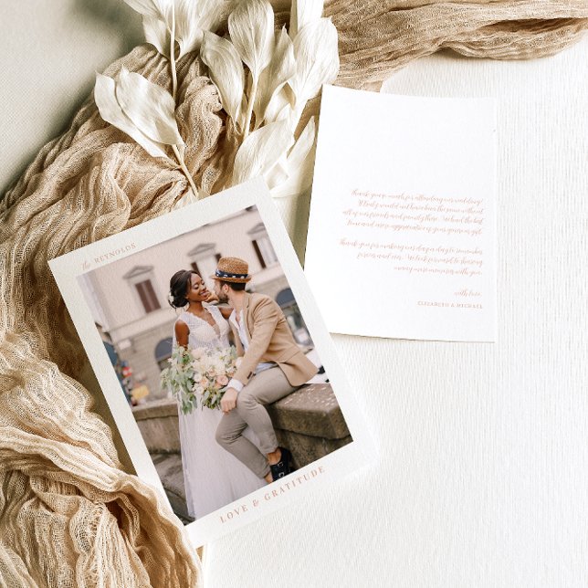 Tarjeta De Agradecimiento Boho moderno simple | Boda de fotos Gracias (Subido por el creador)