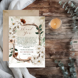 Tarjeta De Agradecimiento Boho Muted Otoño Floral Enamórate Despedida de Sol