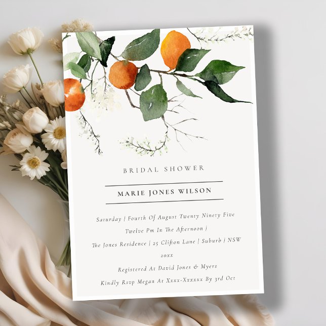 Tarjeta De Agradecimiento Boho Naranja Blossom Foliage Bridal Shower (Subido por el creador)