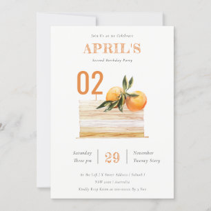Tarjeta De Agradecimiento Boho Naranja Fruit Cake Any Age Birthday Invite