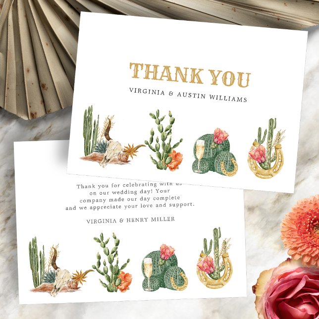 Tarjeta De Agradecimiento Boho Occidental (Western Theme Boho Thank You Card by Painted Paperie
)