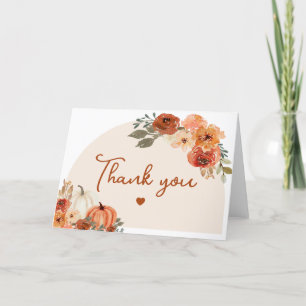 Tarjeta De Agradecimiento Boho Otoño Calabaza Floral Otoño Despedida de Solt