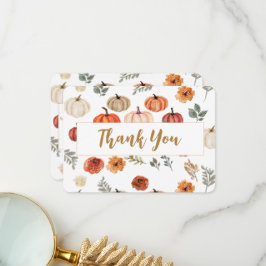 Tarjeta De Agradecimiento Boho Otoño Calabaza Gracias