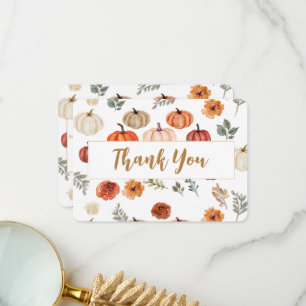 Tarjeta De Agradecimiento Boho Otoño Calabaza Gracias