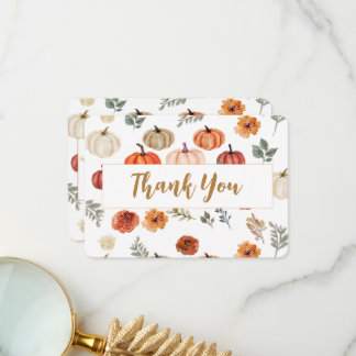 Tarjeta De Agradecimiento Boho Otoño Calabaza Gracias