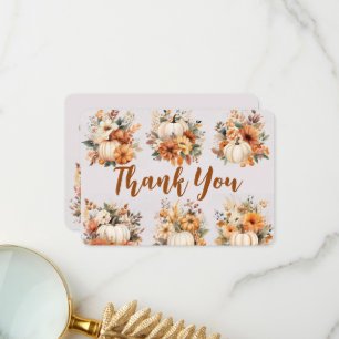 Tarjeta De Agradecimiento Boho Otoño Calabaza Gracias