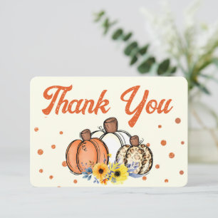 Tarjeta De Agradecimiento Boho Otoño Calabaza Gracias