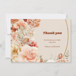Tarjeta De Agradecimiento Boho otoño garden spices naranja beige Baby Shower