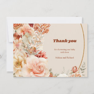Tarjeta De Agradecimiento Boho otoño garden spices naranja beige Baby Shower