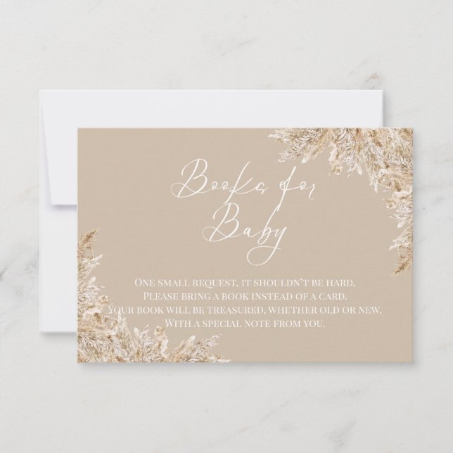 Tarjeta De Agradecimiento Boho Pampas Grass Books for Baby Insert | Neutral (Anverso)