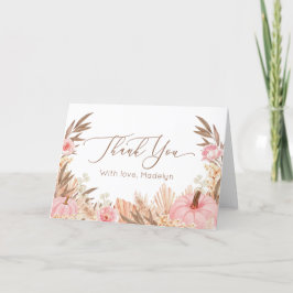 Tarjeta De Agradecimiento Boho Pampas Grass Pumpkin thank you card
