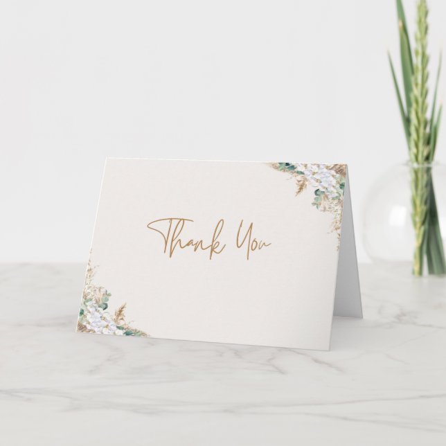 Tarjeta De Agradecimiento Boho Pampas Grass Thank You Card | Neutral Beige (Anverso)