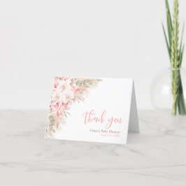 Tarjeta De Agradecimiento Boho Pampas Orchids Peonies Gracias Baby Shower