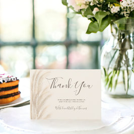 Tarjeta De Agradecimiento Boho pampas pasto beige gracias bebé ducha