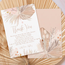 Tarjeta De Agradecimiento Boho pampas pasto moda neutra género ducha bebé