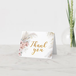 Tarjeta de agradecimiento Boho Pampas Rosa rubor