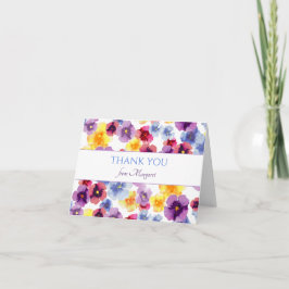 Tarjeta De Agradecimiento Boho Pansy Wildflower Cita elegante fiesta de cump