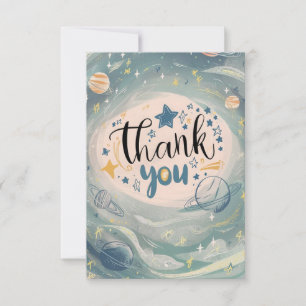 Tarjeta De Agradecimiento Boho Pastel Stars Celestial