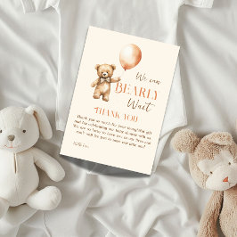 Tarjeta De Agradecimiento Boho Podemos Esperar Al Oso De Beige Baby Shower
