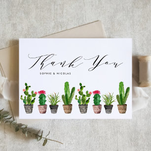 Tarjeta De Agradecimiento Boho Potent Succulents y Cactus Summer Boda