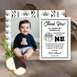 Tarjeta De Agradecimiento Boho Primer Viaje Alrededor del Sol Cumpleaños Gra