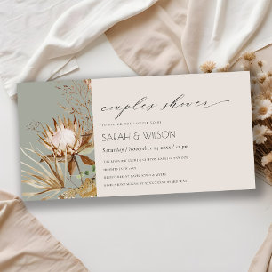 Tarjeta De Agradecimiento Boho Protea Dry Palm Floral Parejas Ducha Invitaci