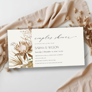 Tarjeta De Agradecimiento Boho Protea Dry Palm Floral Parejas Ducha Invitaci