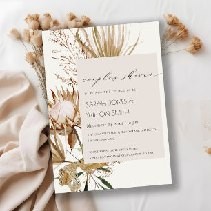 Tarjeta De Agradecimiento Boho Protea Dry Palm Floral Parejas Ducha Invitaci