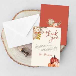 Tarjeta de agradecimiento Boho Pumpkin Fall in Lov